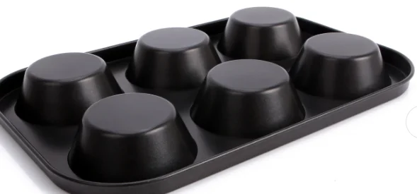 6 cavity best price hot selling high quality round muffin cup cake tray cupcake baking mold for muffins
