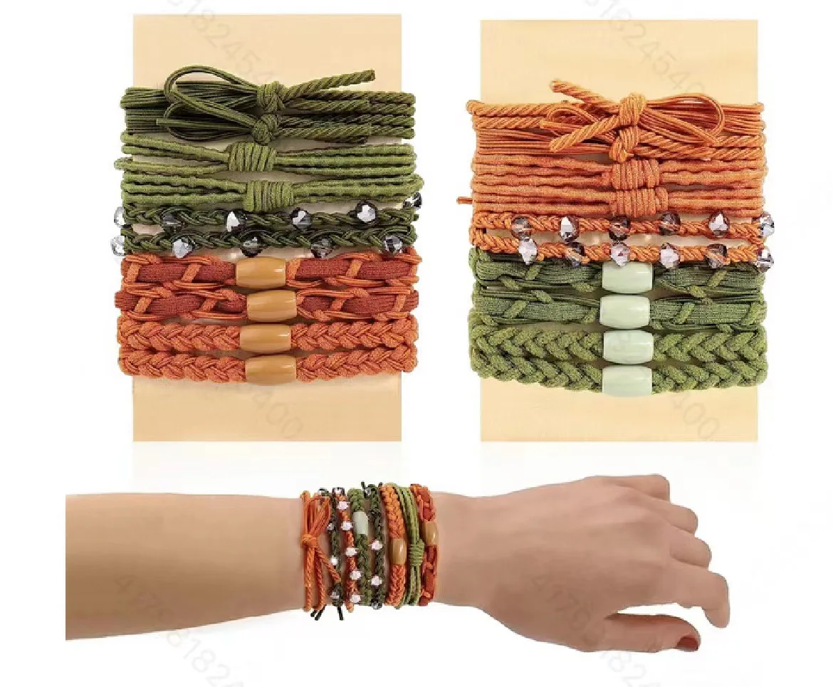20 Pcs Hair Ties Boho Ponytail Holders Elastics Hair Ties No Damage Dark Hair Tie Bracelets for Women Girls