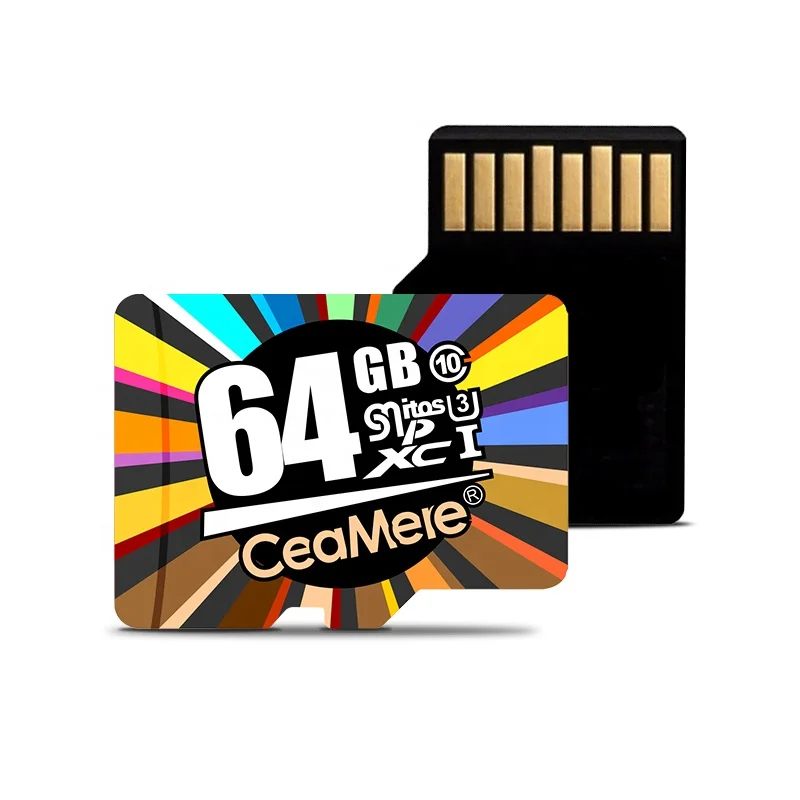 Ceamere Classic Colorful Pattern Micro 64GB TF Cards Flash Memory Kort Class 10 4GB 8GB 32GB 128GB 256GB 64GB Micro Memory Card