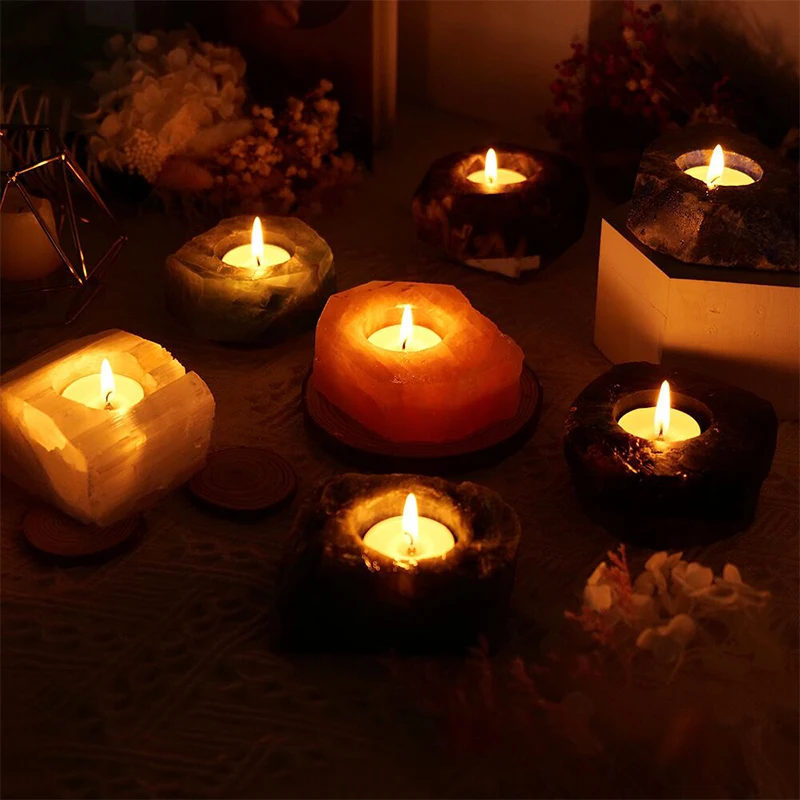 Customizable high quality natural crystal candle holder for desktop Christmas decorations