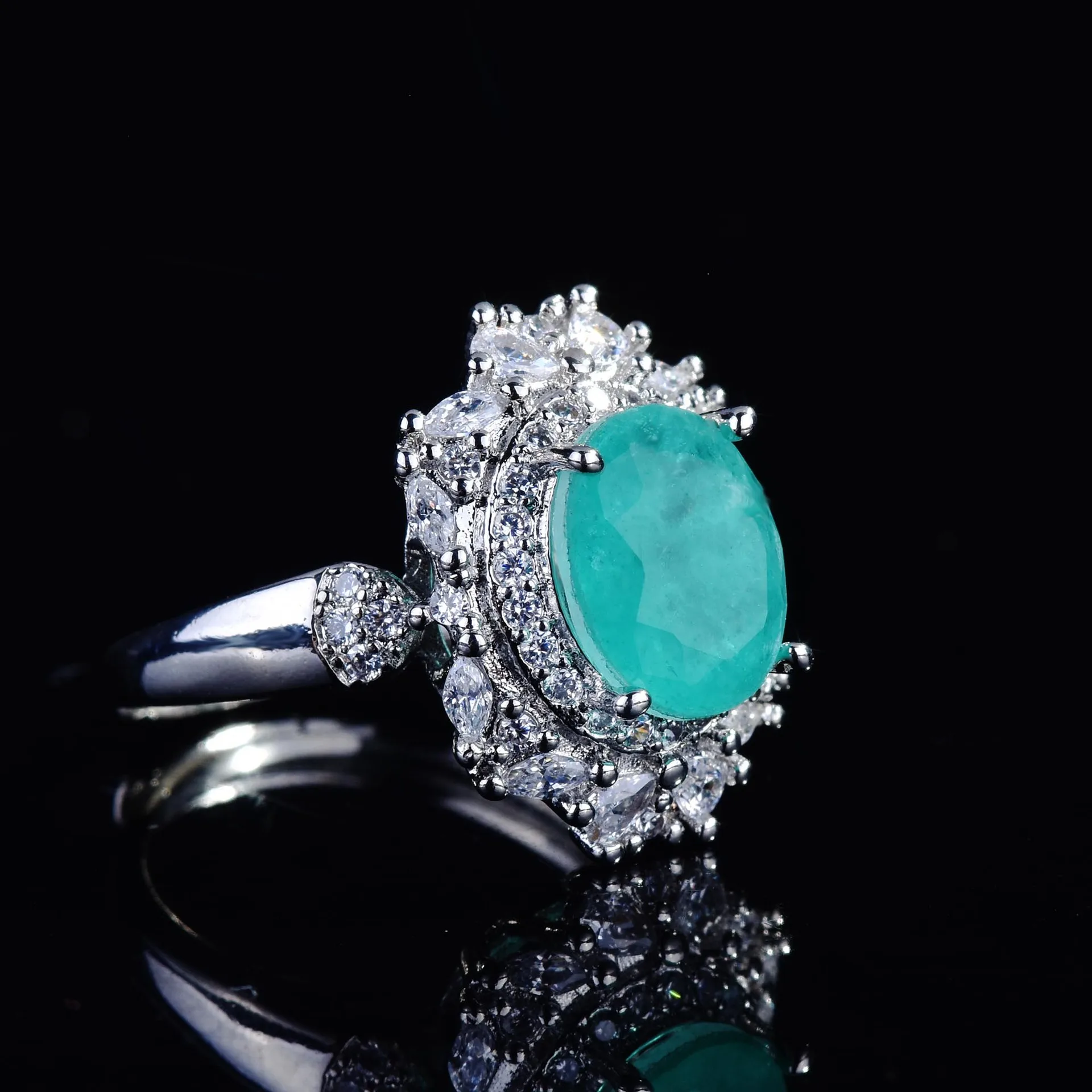 Luxury Paraiba Tourmaline Gemstone Jewelry 925 Sterling Silver Jewelry Sets