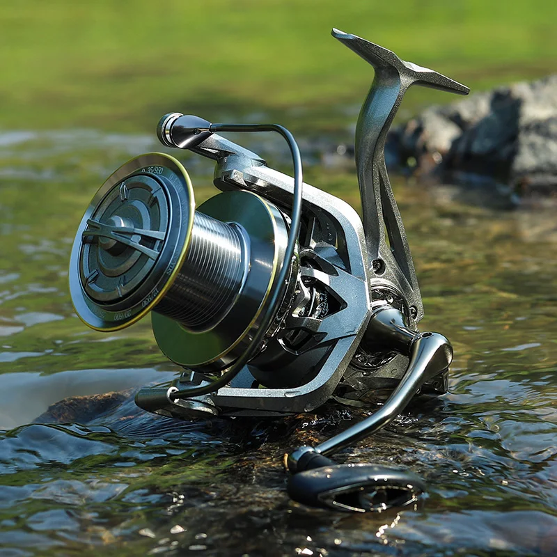 LINNHUE strengthen body NGK8000-14000 spinning reel single grip telescopic fishing reel stainless metal fishing reel