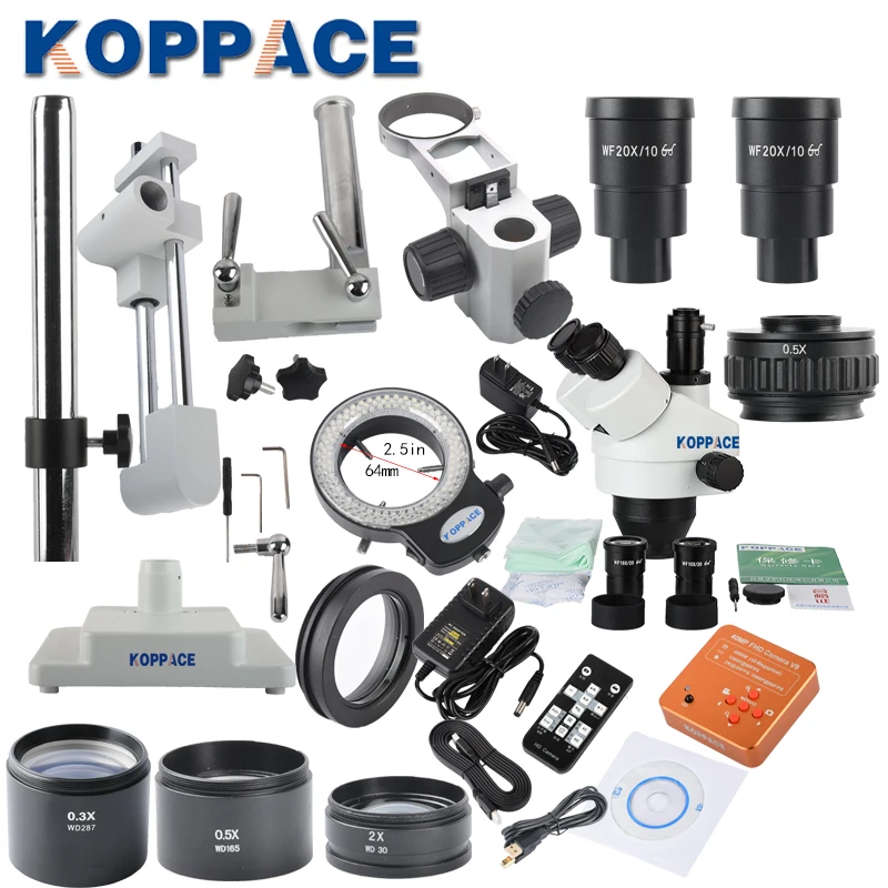  Тринокулярный стереомикроскоп KOPPACE 2 1x-180X 40 миллионов пикселей промышленный микроскоп камера для ремонта мобильных