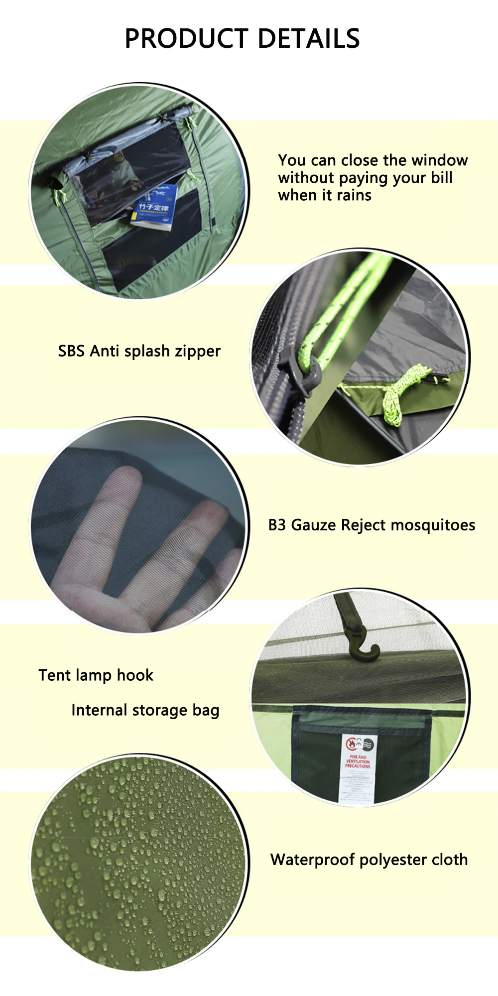 Family Waterproof Automatic Popup Camping Tent Easy Quick Setup Luxury Camping Outdoor Tent