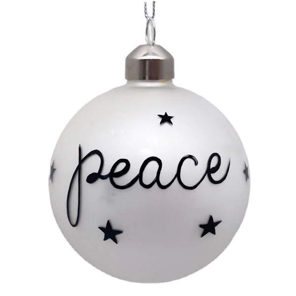 Custom Logo Hollow Christmas Ornament Ball Glass White Ornament Ball Christmas Tree Decoration