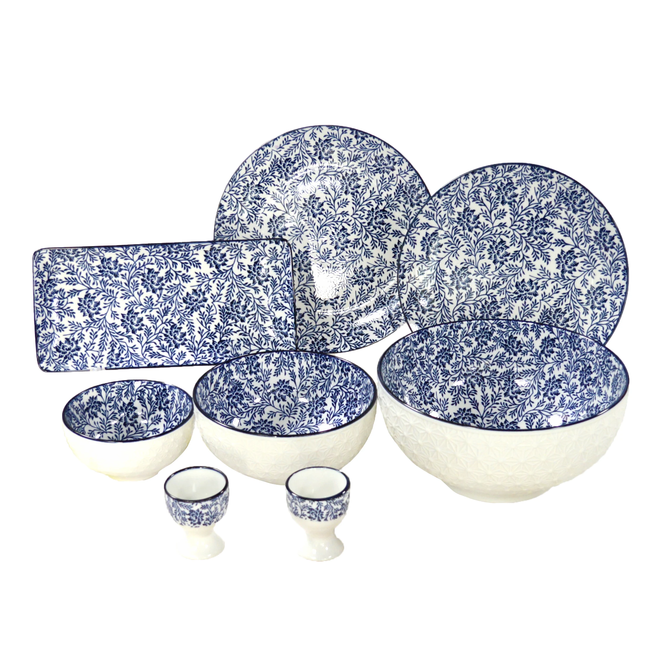 wholesale luxury classic design embossed pad printing Chinese style ceramic porcelain dinnerware sets dinner set