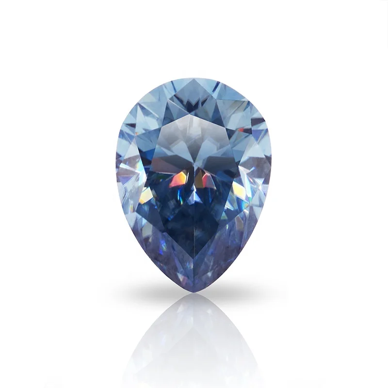 HMOIS wholesale GH color VVS1 loose pear cut blue moissanite stone