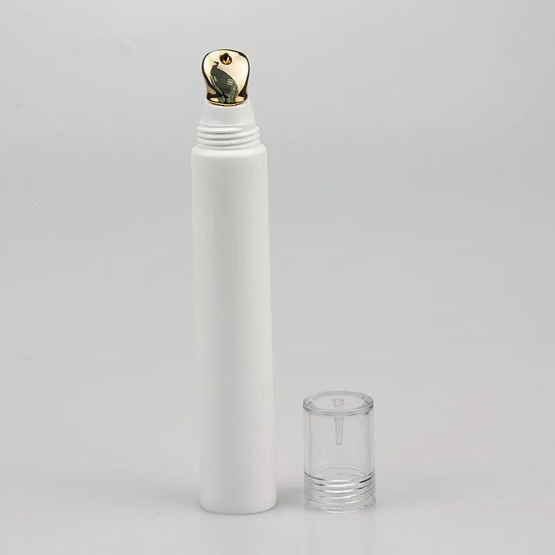 Custom Matte White Cosmetic Tubes D19mm 10-25ml Metal Applicator Empty Eye Cream Serum Plastic Tube