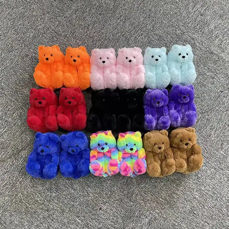 Newest Design House One Size Fits All Soft Fluffy Animal Indoor Fur House Kids Teddy Bear Slides