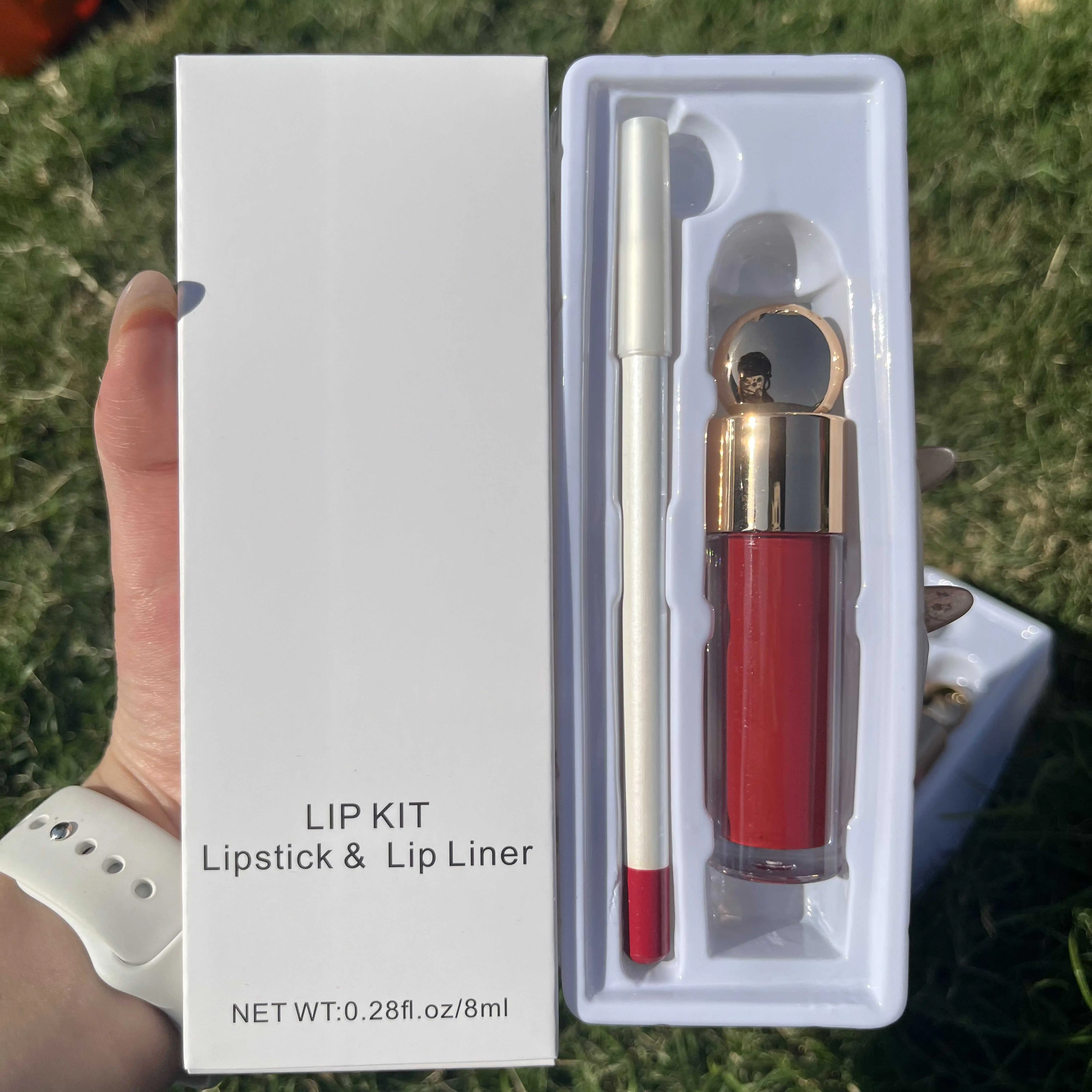 High quality Organic lips cosmetics private label matte liquid lipstick with lip liner makeup lipstick kit waterproof