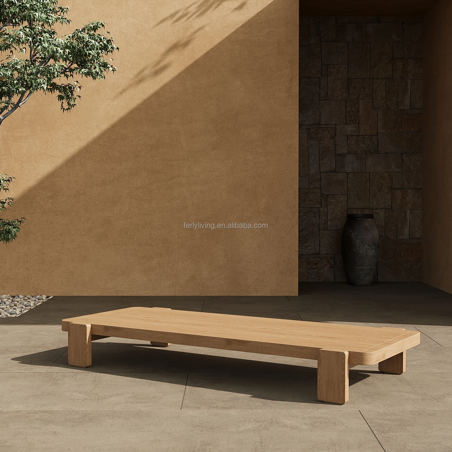 FERLY New Design New Design Garden Furniture Teak Dining Coffee Table Set For Outdoor Vacation