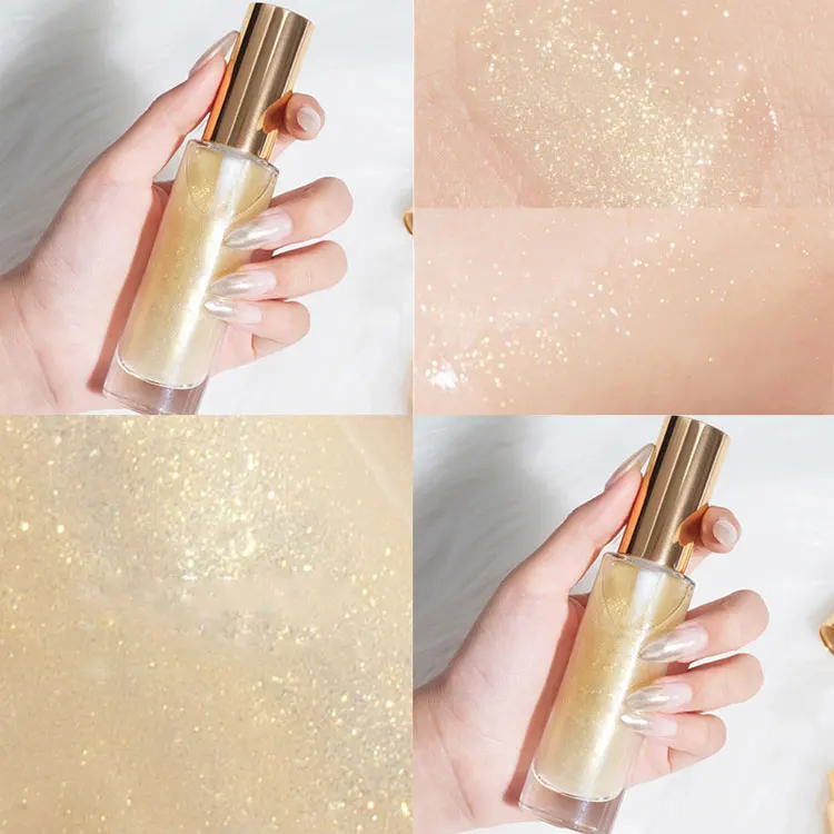 Custom Logo Private Label Sunshine Organic Mineral Liquid Highlighter Face Body Glow Makeup Body Shimmer Spray