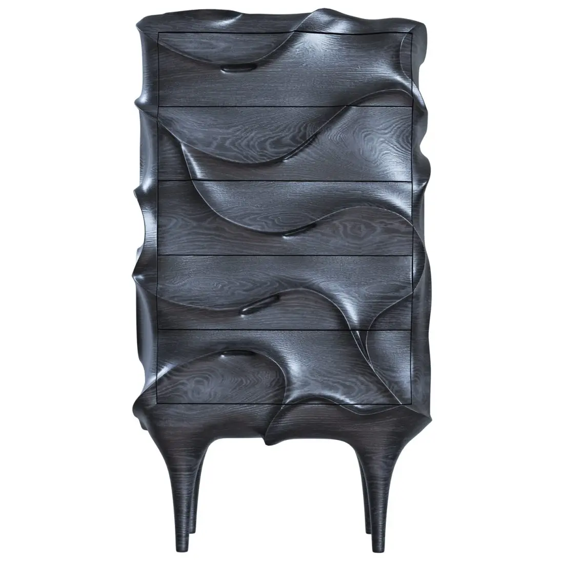 Chest Of Drawers  in ebonized ash bedroom furniture black Chest of Drawers wave shape drawers Modern luxury design