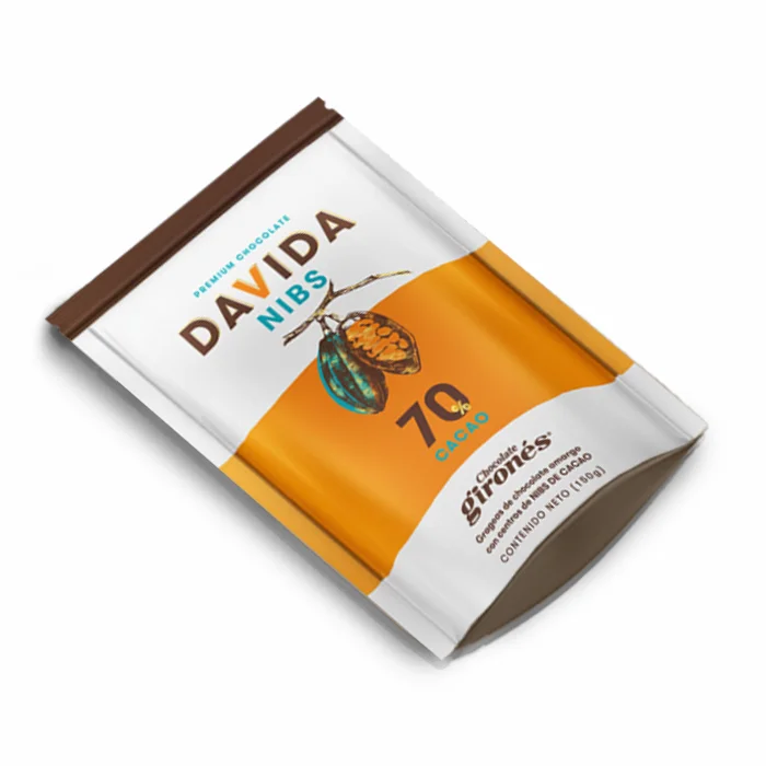 DAVIDA Wholesale Gently Roasted Cocoa Nibs Covered with Dark Chocolate 70% Cocoa 100% Premium Colombian Cocoa
