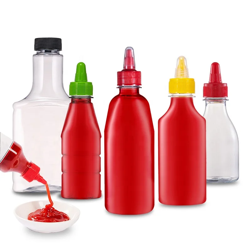 Competitive disposable Condiment container Non-Drip Plastic Squeeze Sauce jar Ketchup Chili Honey Hot Sauce Packaging Bottle