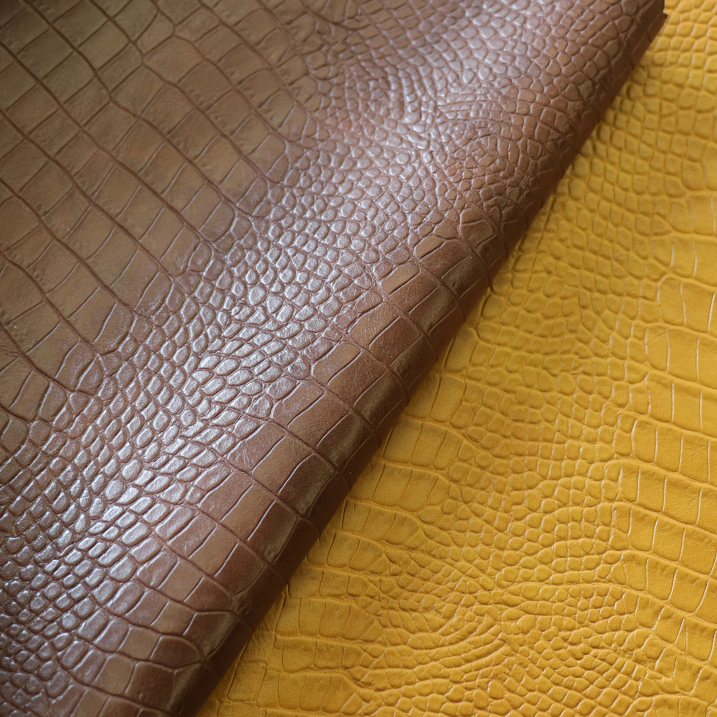 Crocodile Grain PU Synthetic Leather Crocodile Synthetic Embossed Aritificial  Leather for Bags Sofa Chairs or shoes