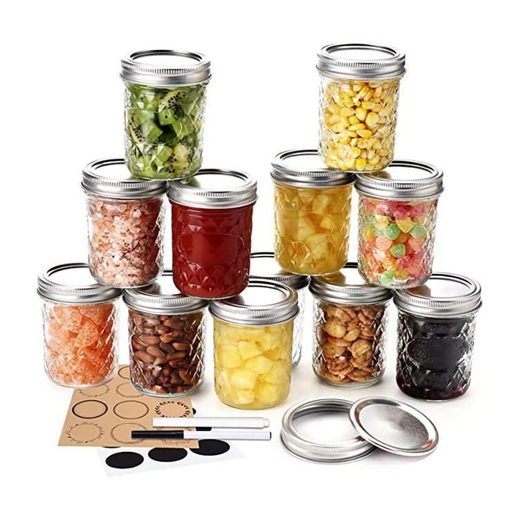 Glass Jar in bulk Wholesale Wide Mouth Mason Jars 4oz 6oz 8oz 10oz 12oz 16oz 22oz Glass Canning jam Jar with Lid