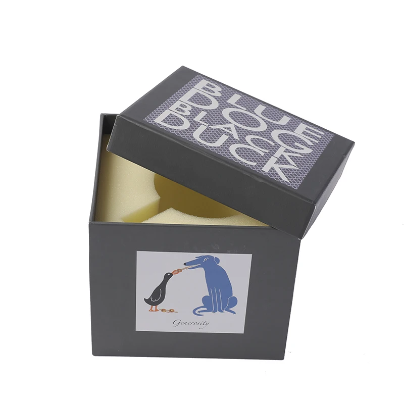 Customizable single pack lid base rigid cardboard black gift coffee cup packaging mug box with foam insert