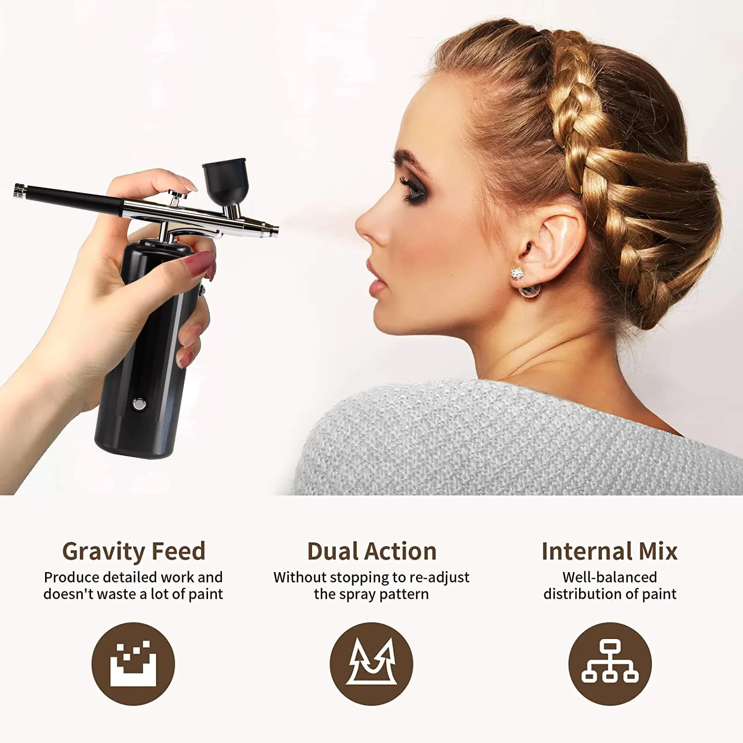 2024  Nail Art Tattoo Cake Makeup Rechargeable Airbrush Compressor Kit Air Brush Sprayer Gun Water Oxygen Deep Hydrating Machine