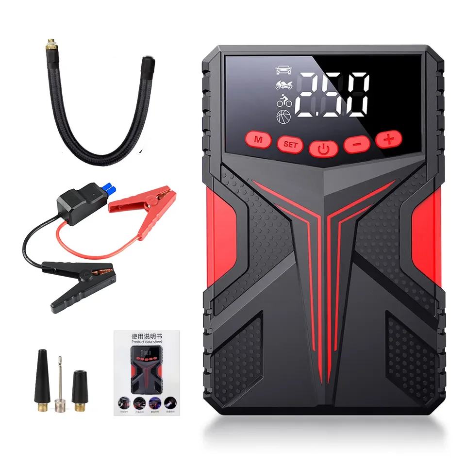 Мощный 4 в 1 функции 2000A портативный автомобильный стартер Power Bank с воздушным компрессором 29600mWh 2000A стартер