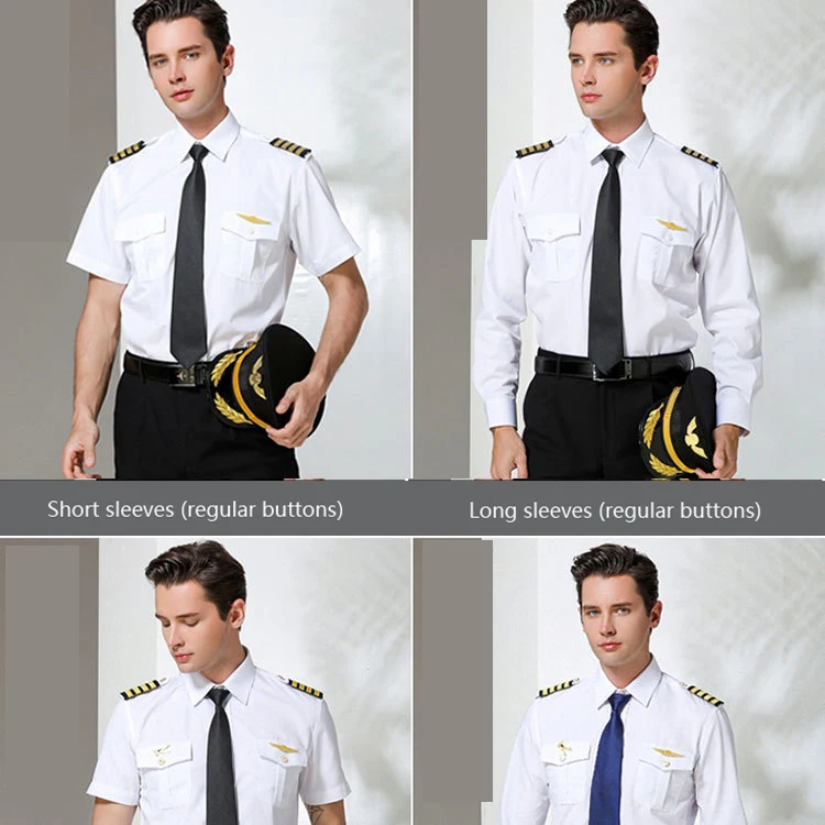 Wholesale cheap price Professional airline aviation flight crew formal first officer shirt pilot captain blazer shirt suit