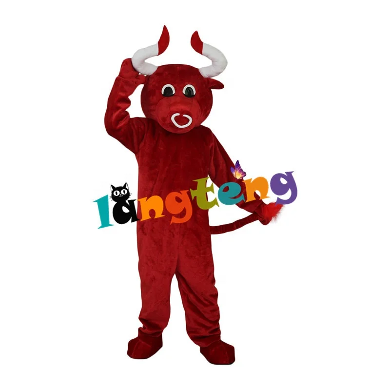 848 Cartoon Halloween Party Christmas Adult Cosplay Red Cow Bull Bison Mascot Costumes