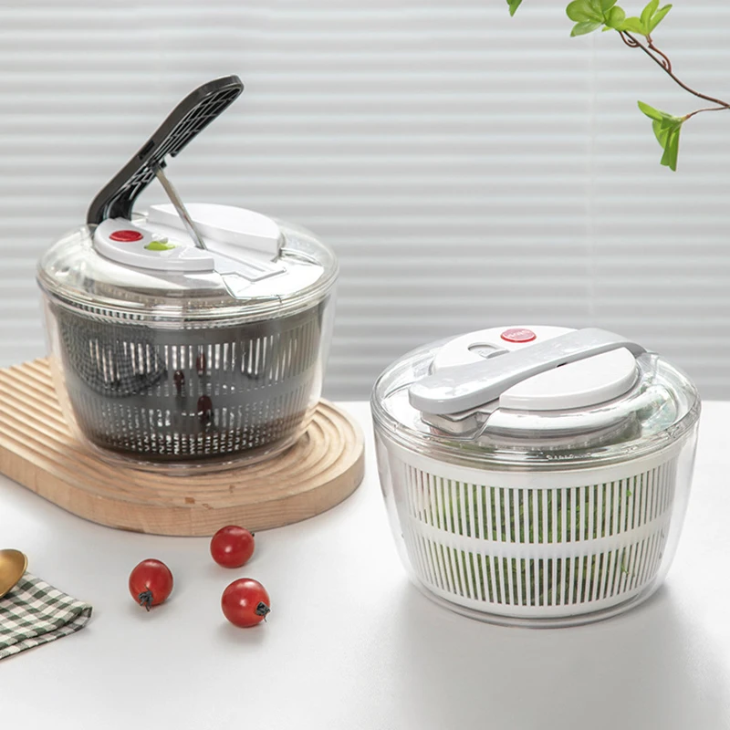 3 In 1 Progressive Salad Spinner Kitchen Manual Vegetable Fruit Washing Basket Household Hand Pressing Vegetable Dehydrator