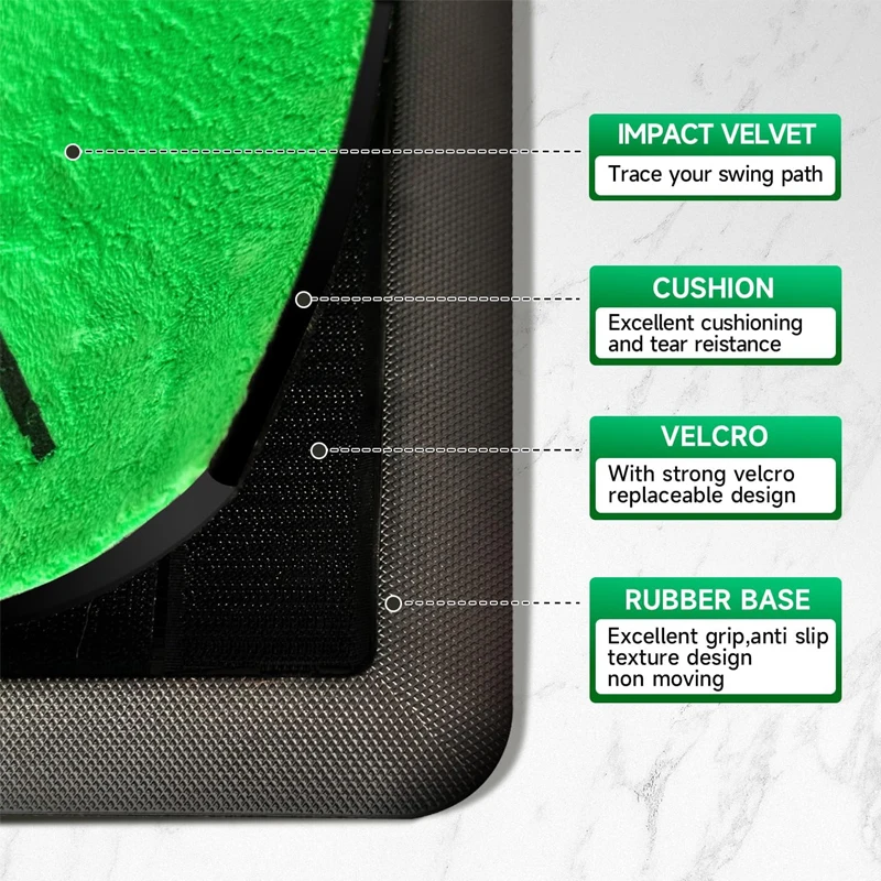 Non-Slip Backing Golf Rubber Mat Mini Golf Portable Putting Practice Hitting Mat Velvet Golf Mats