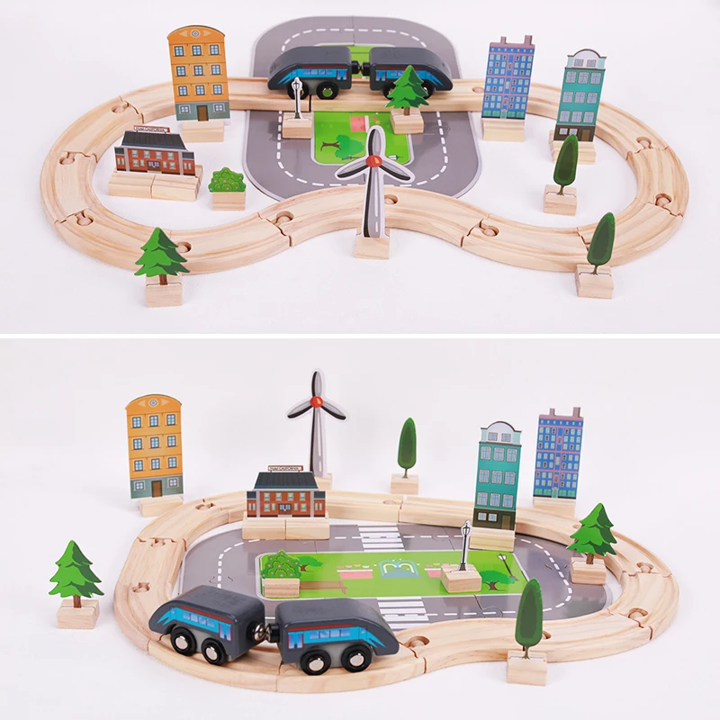 Fun Scene Model Railway Parts Accessories Diy Assemble Slot Toy Train Track Set Wooden Train Toy Set For Children