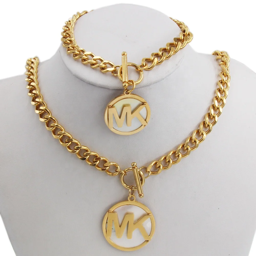 Cuban Chain jewelry Set Punk Stainless Steel Cool Design Big Thick Wheat Chain Gold Steel Big Women Men Jewelry Set