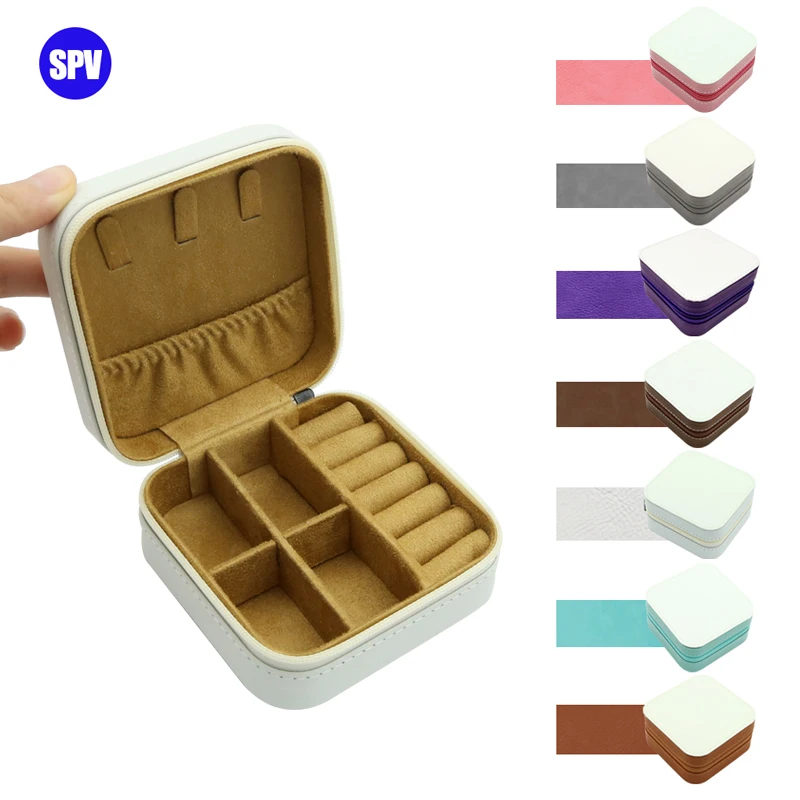 Custom logo sublimation blanks travel tile pu leather jewelry box