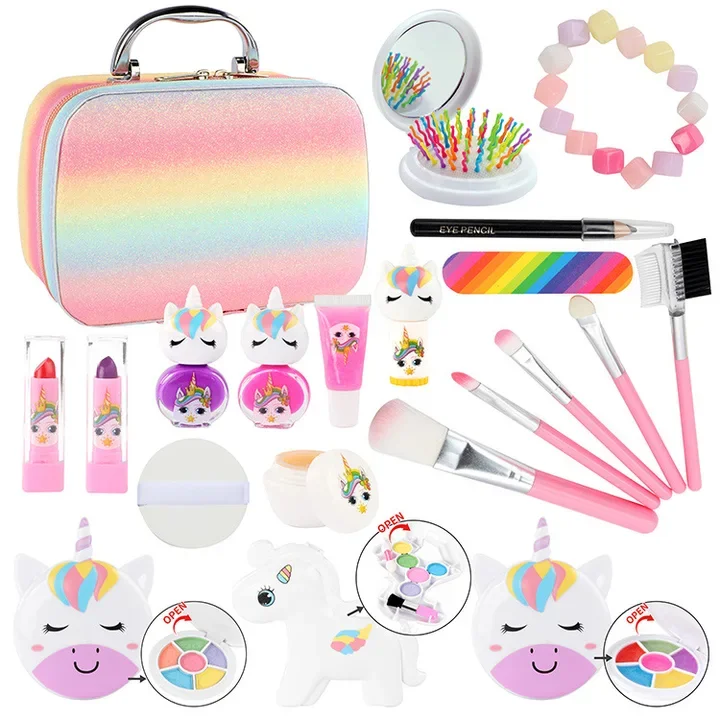 Portable Handheld Children Toys Non-Toxic Cosmetics Safe Gifts Interactive Kids Pretend Play Beauty Set Children Make Up Toys