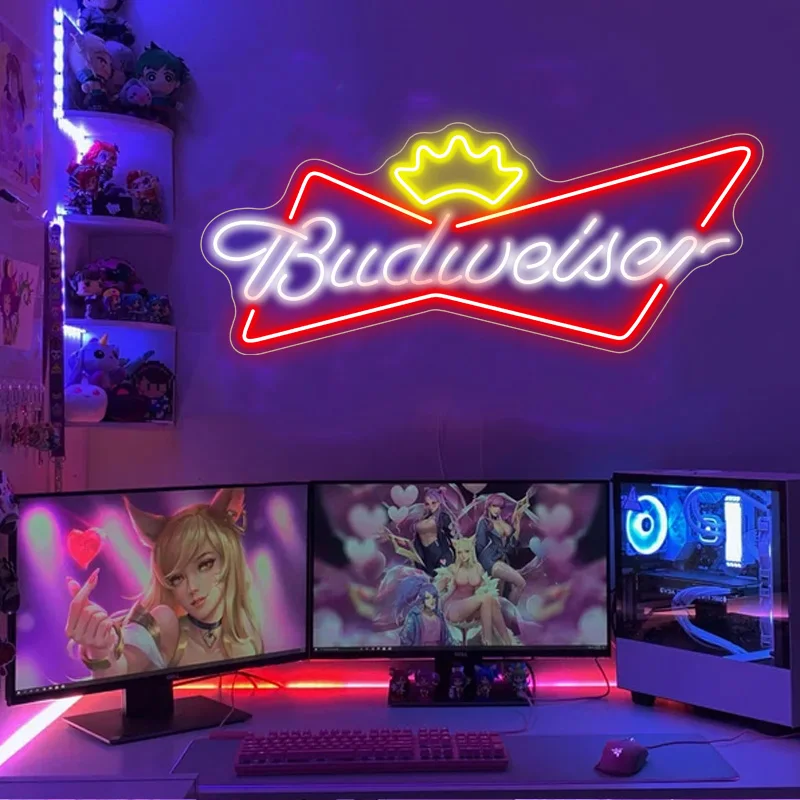 ПРОФЕССИОНАЛЬНЫЙ ЗАВОД Budweiser пивной бар магазин светодиодный неоновый светильник вывеска для дома Стена спальня Вечеринка декоративное неоновое зеркало