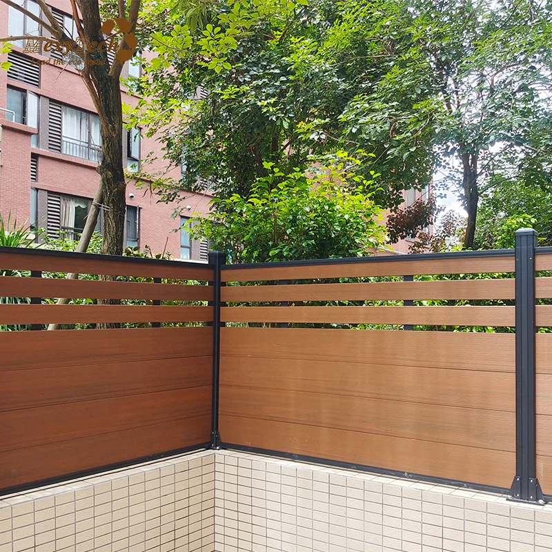 Wood like no fading composite garden fence wpc slat fence euro style easy install wpc railing