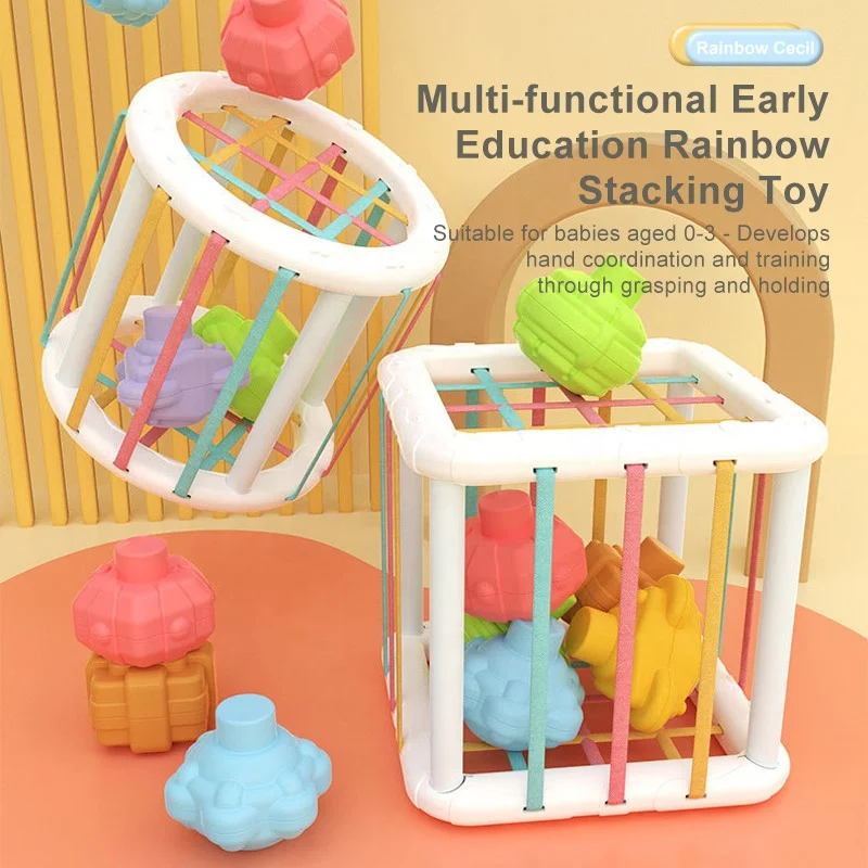 Baby montessori educational Colorful Shape Blocks Sorting Game Baby Fun Shove Shove Toy Kids grips exercise sensory toys