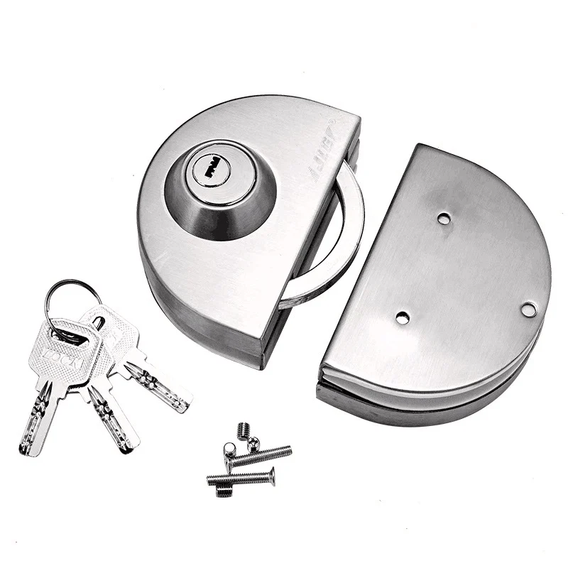 Factory direct supply stainless steel glass single double door twist anti theft semicircle central lock glass door lock
