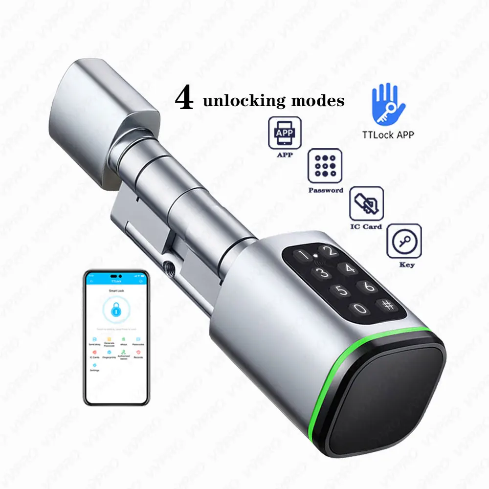 New Design Euro Smart Lock Tuya APP Cylinder Door Lock Adjustable Cylinder Size for Home Smart Door Lock
