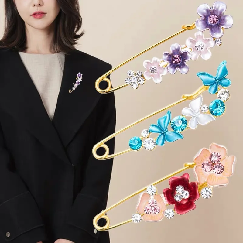 Wholesale 11 Style New fashion crystal rhinestone flower  scarf brooches   women saree coat sweater flower brooch pins