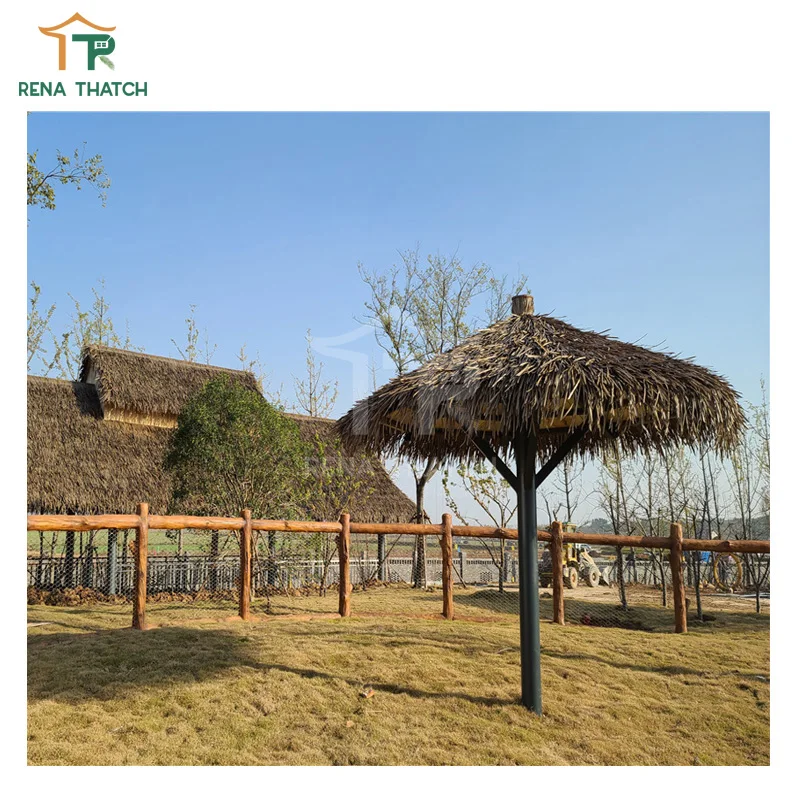 Fire resistant plastic straw thatch roof umbrella artificial palm thatch roof materials for villa house resort
