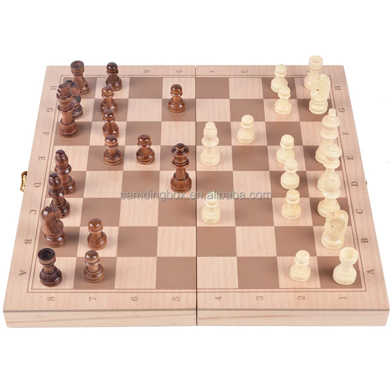 Samding Chess Board Wooden Magnetic Chess Board Custom Checker Board Set