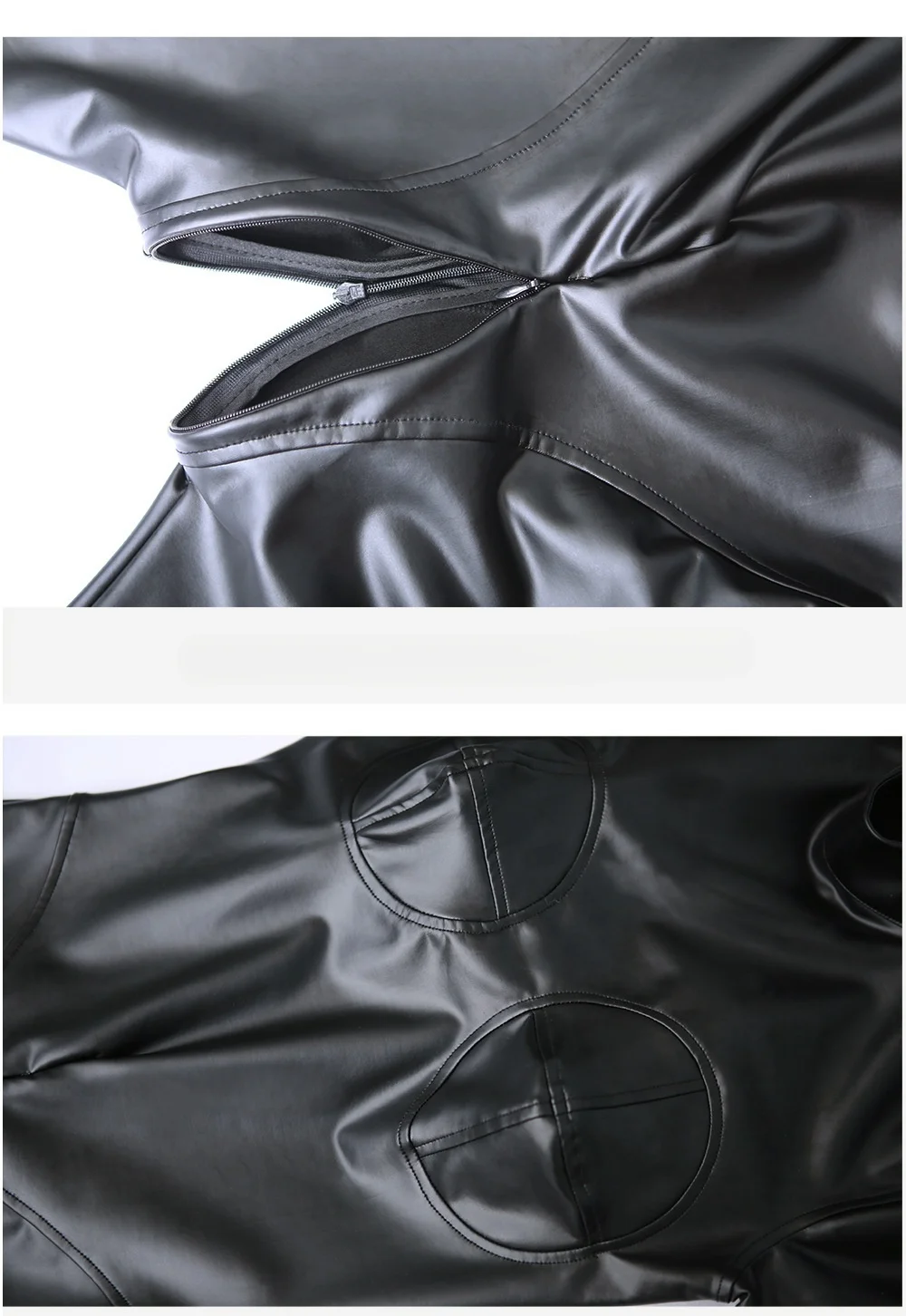sexy corset tight mirror zipper open crotch jumpsuit leather suit pu bright bodysuit costume erotic black latex