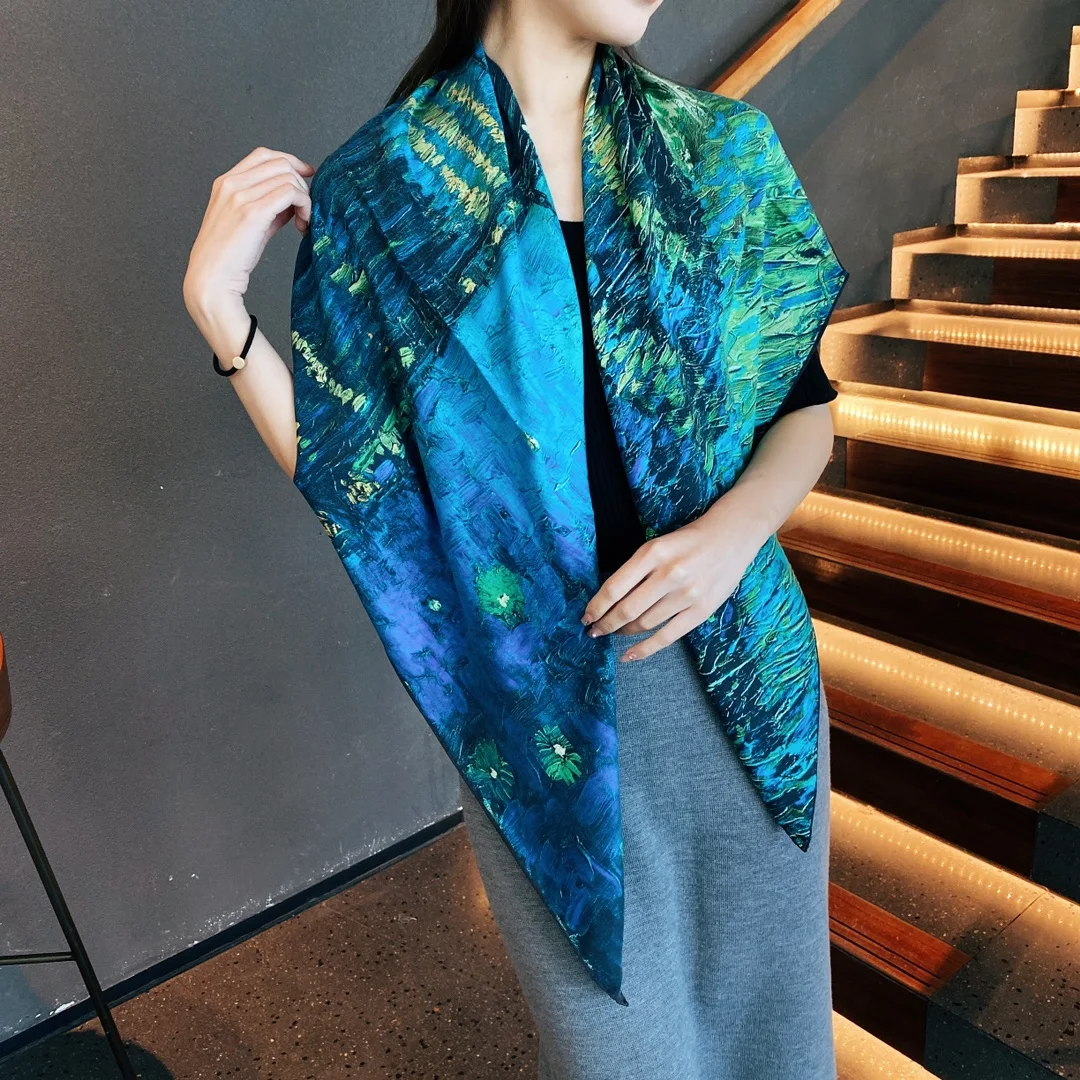 12 Mmi 110*110cm Twill Custom Digital Elegant And Advanced Printing Silk Printing Scarves