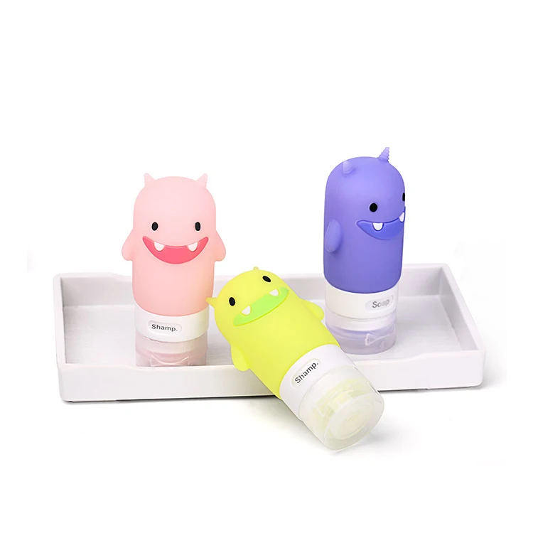 Flat Empty Packing Plastic Cosmetic Portable Lakeproof Pet 80ml Squeezable Size Lotion Shampoo Soft Silicone Travel Bottle