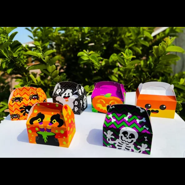 3D Halloween House Cardboard Candy Gift Paper Boxes For Trick-Or-Treating Holiday Pastries Cupcakes Cookies Brownies Donuts