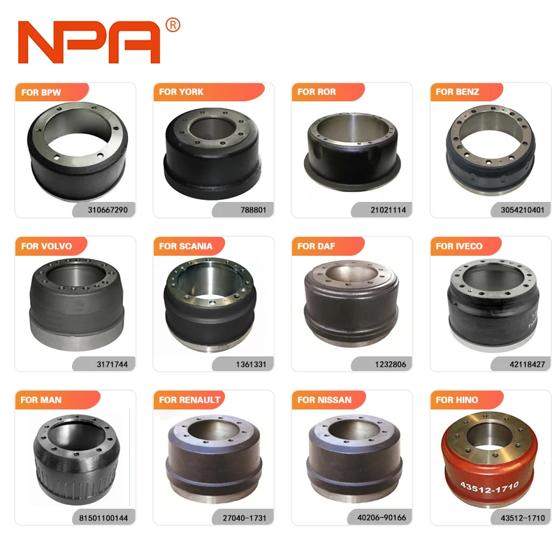 High Quality 3721AX Semi Trailer Heavy Duty Truck Brake Drums Wheel Hub Tambor del freno