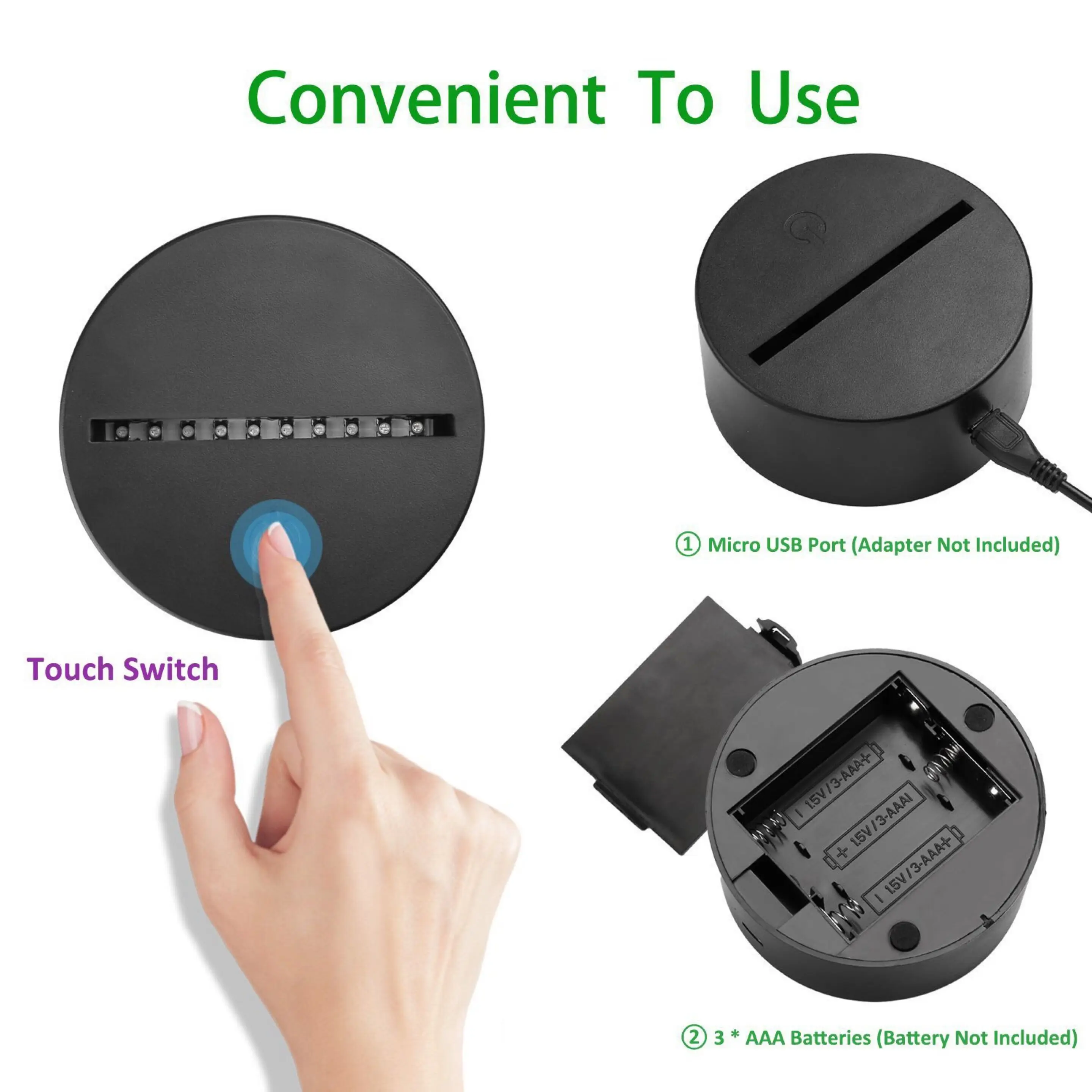 Factory Wholesale Abs 7 Color Change Touch Control Remote Control 3d Led Lamp Base For Illusion Acrylic Night Light