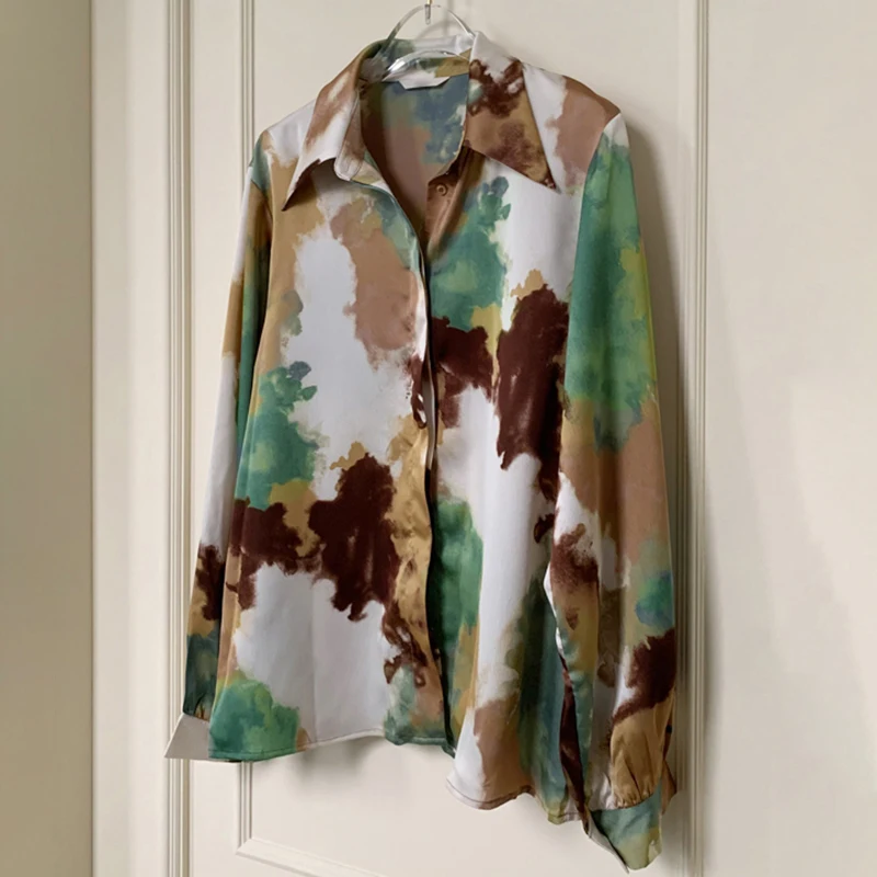 ANSZKTN Lapel Collar Long Sleeve Slim Fit Casual Shirts Top Female 2021 Spring