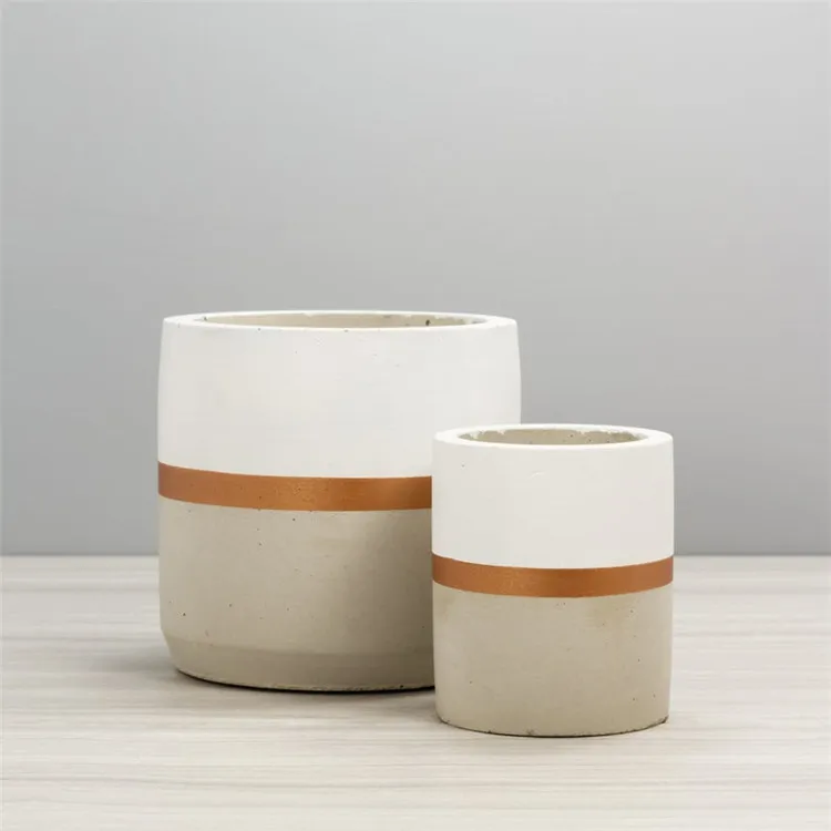 Wholesale custom logo cylindrical concrete garden supplies cement flower pots for home decoration pieces