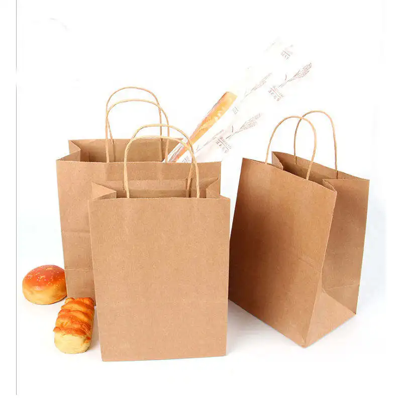 Brown Kraft Paper Bag Eco-Friendly Disposable CMYK for Food Carrying Shopping and Gifts Hot Selling from China Manufacturer