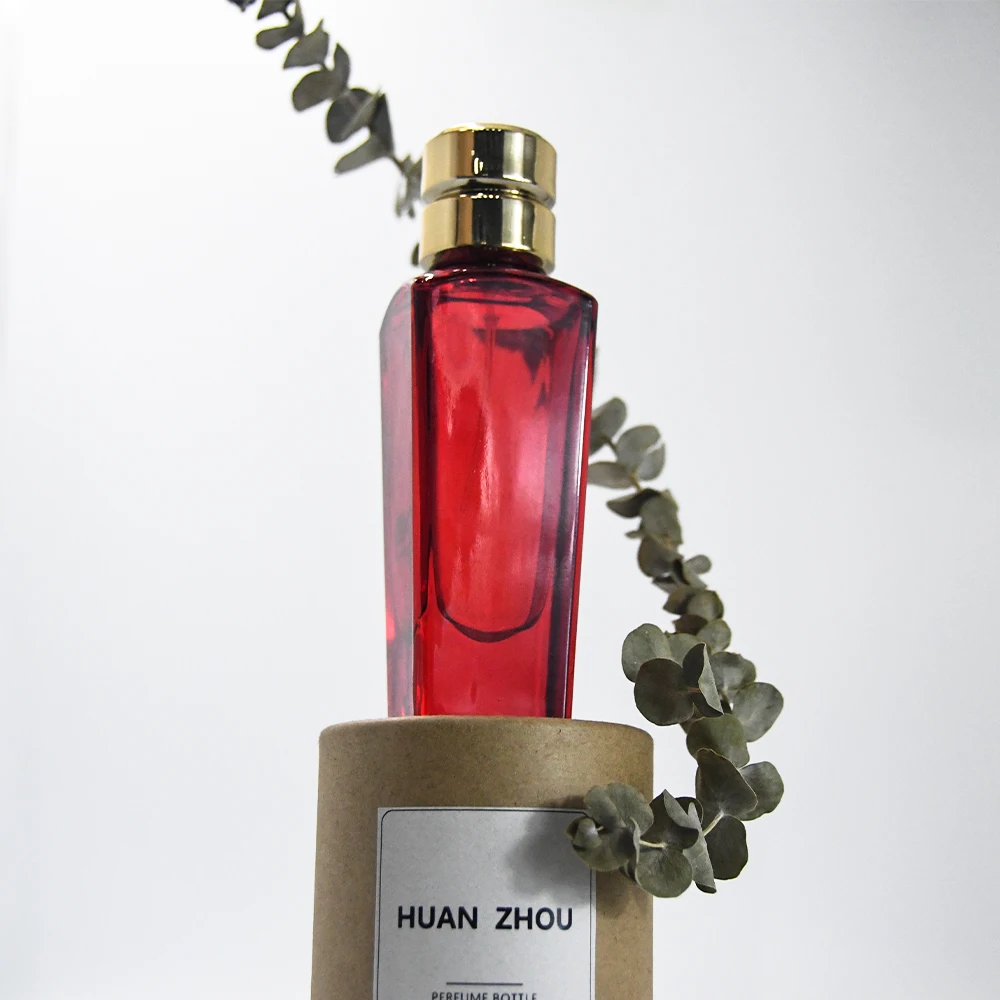 High quality new empty oil perfume atomizer oil spray red glass bottle perfume spray bottle 50ml